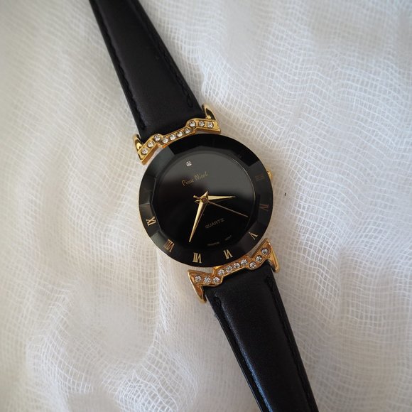 Pierre Nicol gold crystal lug faceted black leather watch - Picture 3 of 14